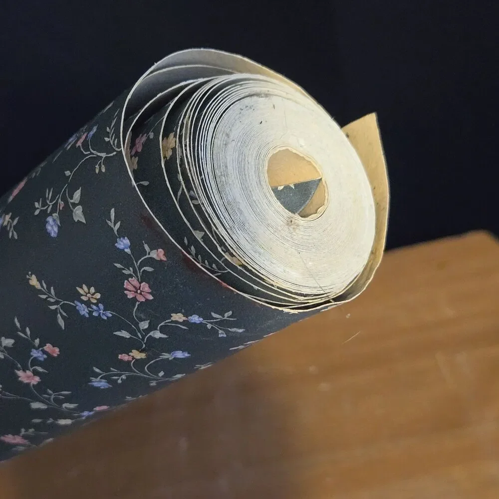 Vtg 80s Classic Timeless Floral Wallpaper Rolls Blue Pink